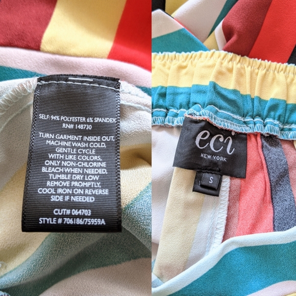 NWT Colorful Striped Wide Leg Pants w/Tie Front - Picture 8 of 8